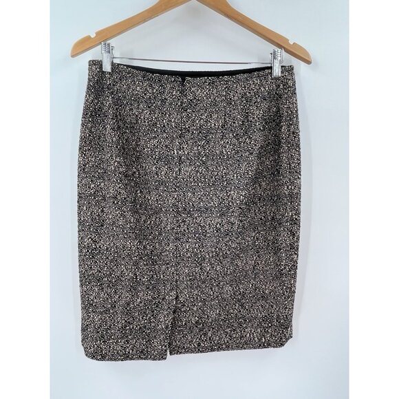 ST. JOHN Women's Metallic Black Gold Tweed Pencil Skirt US 8 - Picture 6 of 6
